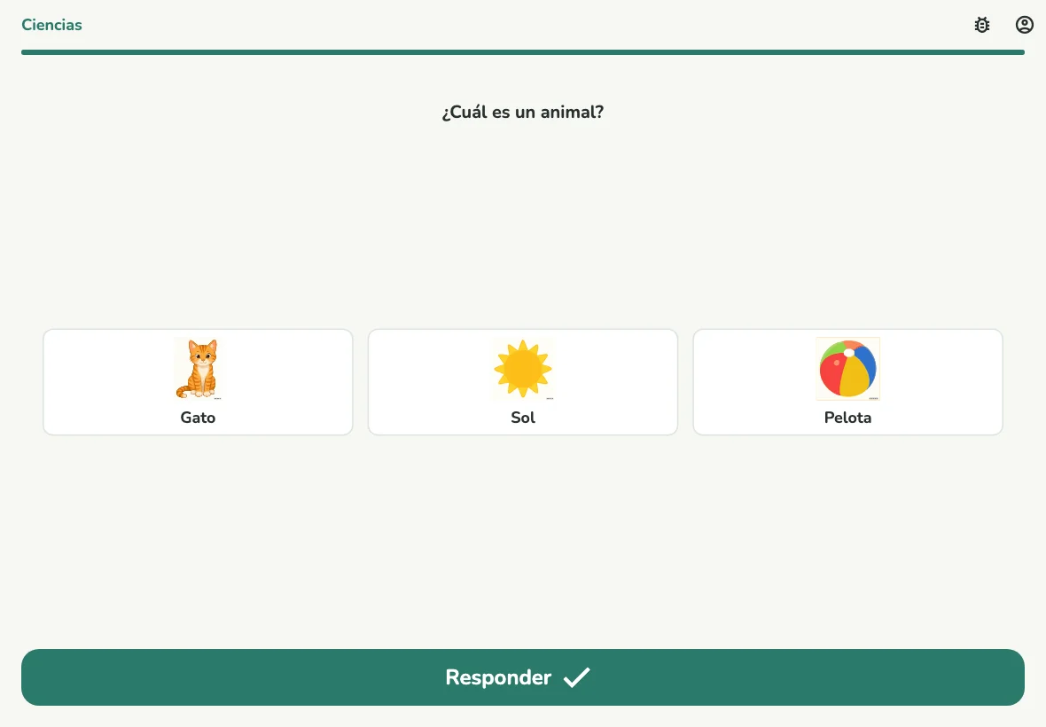¿Cuál es un animal? Elegir imagen — app del estudiante