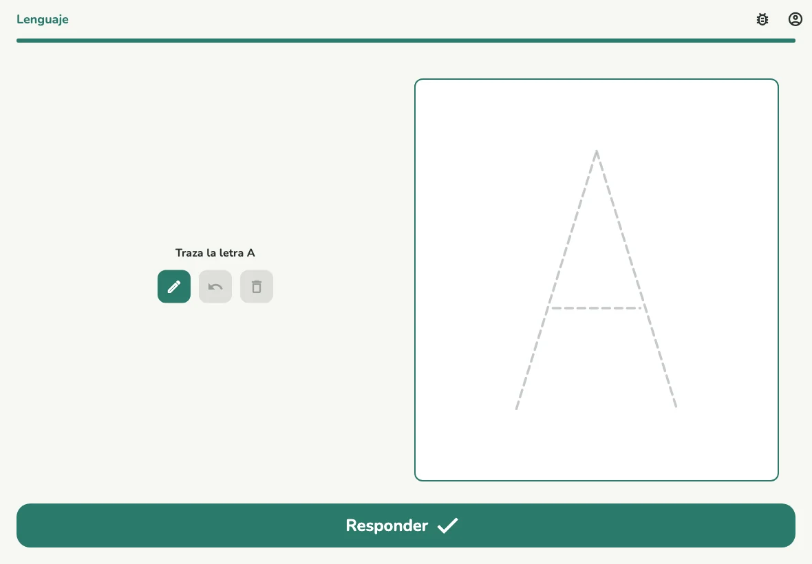 Trazar la letra A — app del estudiante